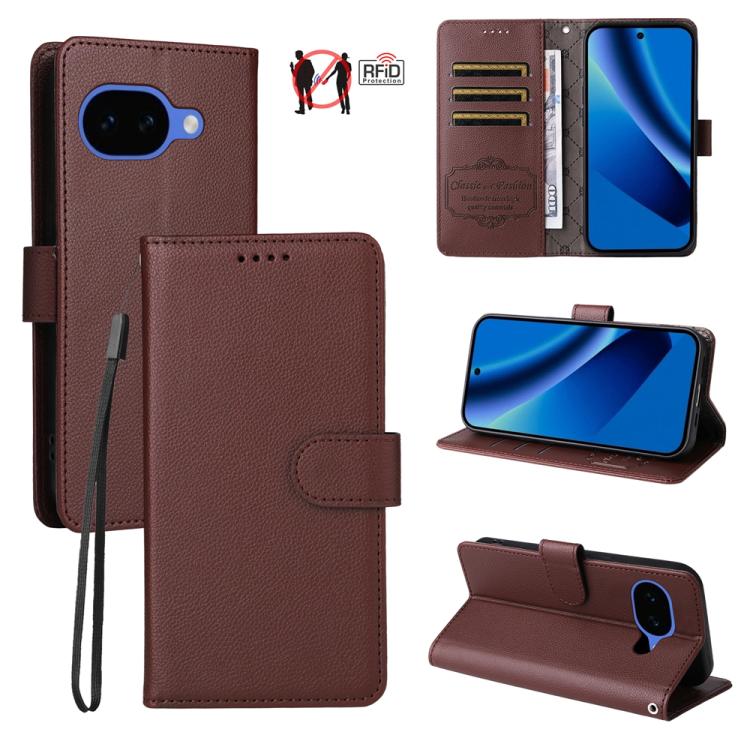 Litchi Texture RFID Blocking 3-Card Wallet Leather Phone Case, For Google Pixel 11a, For Google Pixel 11 Pro XL, For Google Pixel 11 / Pixel 11 Pro, For Google Pixel 10a, For Google Pixel 9 Pro XL / 10 Pro XL, For Google Pixel 9 / 9 Pro / 10 / 10 Pro  ...