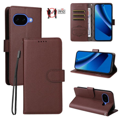 Litchi Texture RFID Blocking 3-Card Wallet Leather Phone Case, For Google Pixel 11a, For Google Pixel 11 Pro XL, For Google Pixel 11 / Pixel 11 Pro, For Google Pixel 10a, For Google Pixel 9 Pro XL / 10 Pro XL, For Google Pixel 9 / 9 Pro / 10 / 10 Pro  ...