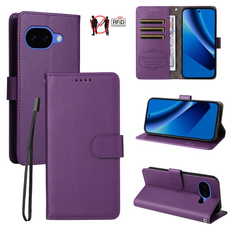 Litchi Texture RFID Blocking 3-Card Wallet Leather Phone Case, For Google Pixel 11a, For Google Pixel 11 Pro XL, For Google Pixel 11 / Pixel 11 Pro, For Google Pixel 10a, For Google Pixel 9 Pro XL / 10 Pro XL, For Google Pixel 9 / 9 Pro / 10 / 10 Pro  ...