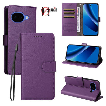 Litchi Texture RFID Blocking 3-Card Wallet Leather Phone Case, For Google Pixel 11a, For Google Pixel 11 Pro XL, For Google Pixel 11 / Pixel 11 Pro, For Google Pixel 10a, For Google Pixel 9 Pro XL / 10 Pro XL, For Google Pixel 9 / 9 Pro / 10 / 10 Pro  ...