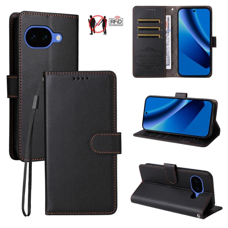 Litchi Texture RFID Blocking 3-Card Wallet Leather Phone Case, For Google Pixel 11a, For Google Pixel 11 Pro XL, For Google Pixel 11 / Pixel 11 Pro, For Google Pixel 10a, For Google Pixel 9 Pro XL / 10 Pro XL, For Google Pixel 9 / 9 Pro / 10 / 10 Pro  ...