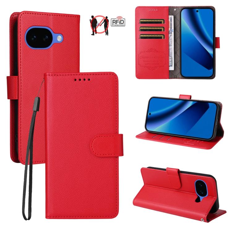 Litchi Texture RFID Blocking 3-Card Wallet Leather Phone Case, For Google Pixel 11a, For Google Pixel 11 Pro XL, For Google Pixel 11 / Pixel 11 Pro, For Google Pixel 10a, For Google Pixel 9 Pro XL / 10 Pro XL, For Google Pixel 9 / 9 Pro / 10 / 10 Pro  ...
