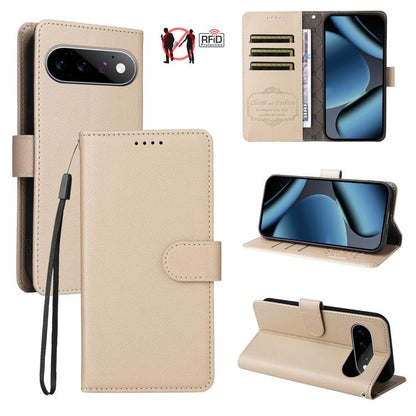 Litchi Texture RFID Blocking 3-Card Wallet Leather Phone Case, For Google Pixel 11a, For Google Pixel 11 Pro XL, For Google Pixel 11 / Pixel 11 Pro, For Google Pixel 10a, For Google Pixel 9 Pro XL / 10 Pro XL, For Google Pixel 9 / 9 Pro / 10 / 10 Pro  ...