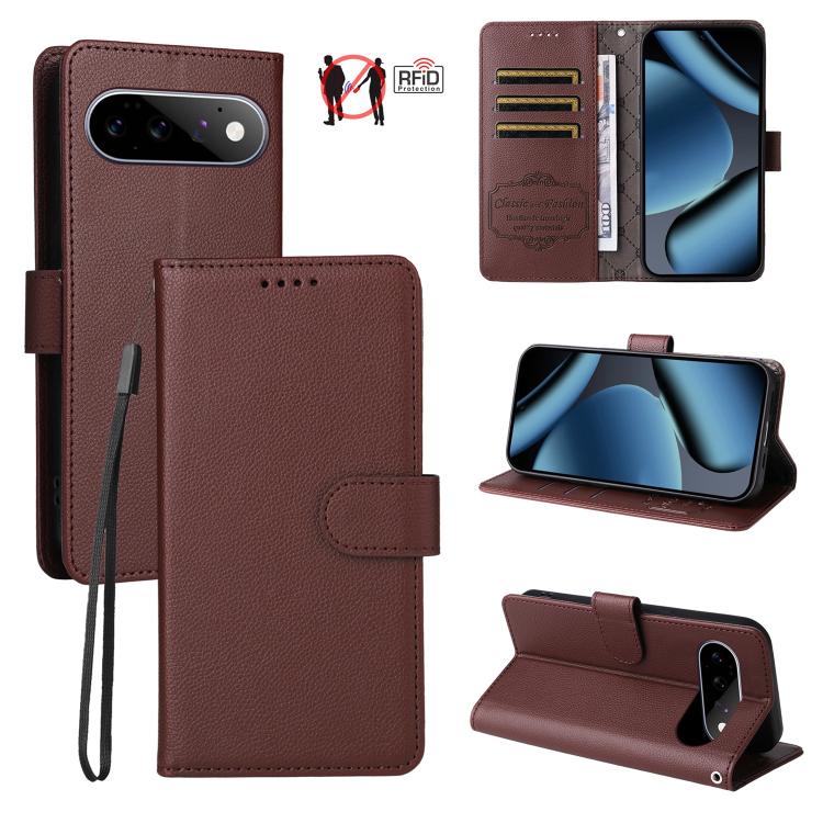 Litchi Texture RFID Blocking 3-Card Wallet Leather Phone Case, For Google Pixel 11a, For Google Pixel 11 Pro XL, For Google Pixel 11 / Pixel 11 Pro, For Google Pixel 10a, For Google Pixel 9 Pro XL / 10 Pro XL, For Google Pixel 9 / 9 Pro / 10 / 10 Pro  ...