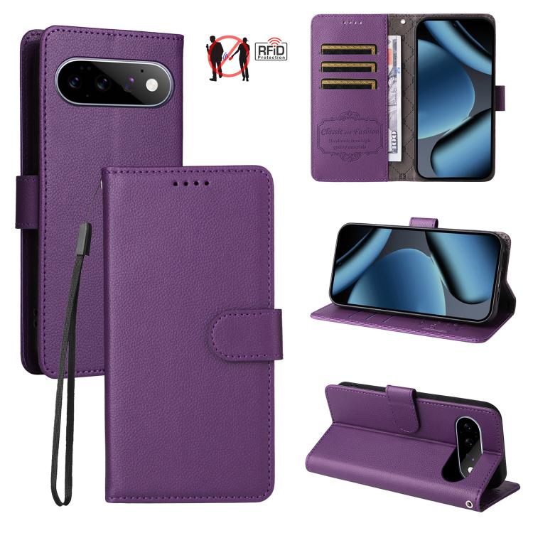 Litchi Texture RFID Blocking 3-Card Wallet Leather Phone Case, For Google Pixel 11a, For Google Pixel 11 Pro XL, For Google Pixel 11 / Pixel 11 Pro, For Google Pixel 10a, For Google Pixel 9 Pro XL / 10 Pro XL, For Google Pixel 9 / 9 Pro / 10 / 10 Pro  ...