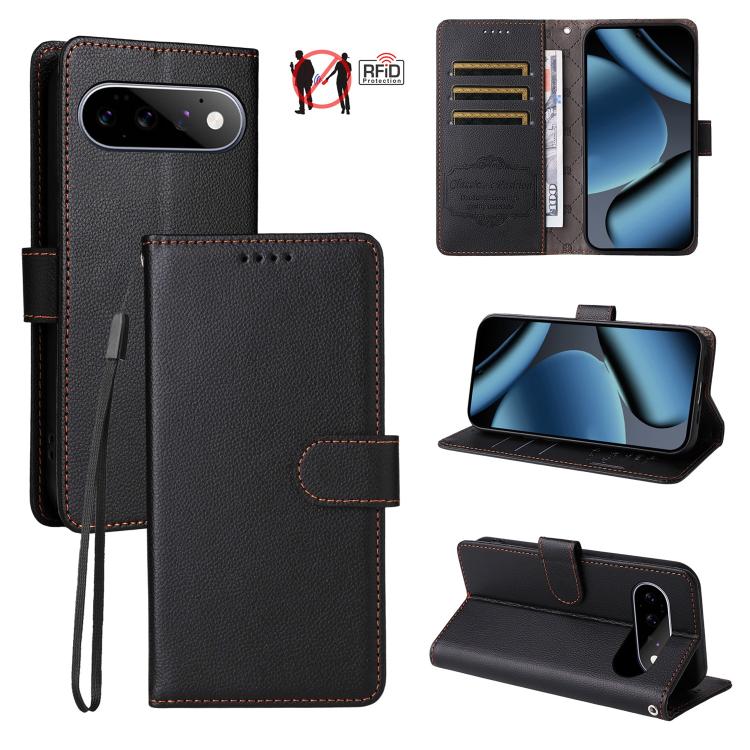Litchi Texture RFID Blocking 3-Card Wallet Leather Phone Case, For Google Pixel 11a, For Google Pixel 11 Pro XL, For Google Pixel 11 / Pixel 11 Pro, For Google Pixel 10a, For Google Pixel 9 Pro XL / 10 Pro XL, For Google Pixel 9 / 9 Pro / 10 / 10 Pro  ...