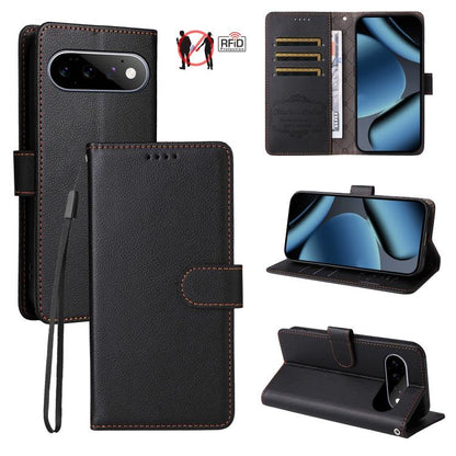 Litchi Texture RFID Blocking 3-Card Wallet Leather Phone Case, For Google Pixel 11a, For Google Pixel 11 Pro XL, For Google Pixel 11 / Pixel 11 Pro, For Google Pixel 10a, For Google Pixel 9 Pro XL / 10 Pro XL, For Google Pixel 9 / 9 Pro / 10 / 10 Pro  ...