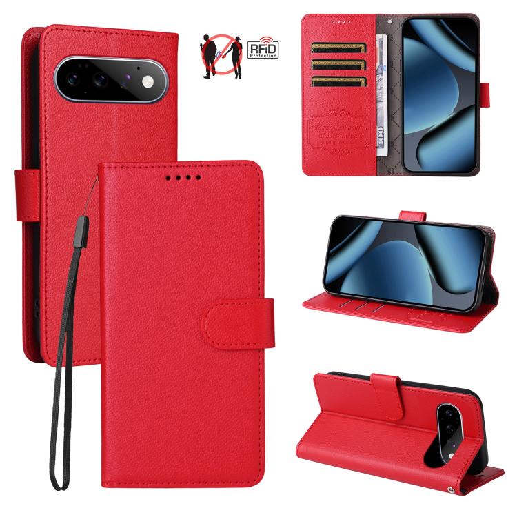 Litchi Texture RFID Blocking 3-Card Wallet Leather Phone Case, For Google Pixel 11a, For Google Pixel 11 Pro XL, For Google Pixel 11 / Pixel 11 Pro, For Google Pixel 10a, For Google Pixel 9 Pro XL / 10 Pro XL, For Google Pixel 9 / 9 Pro / 10 / 10 Pro  ...