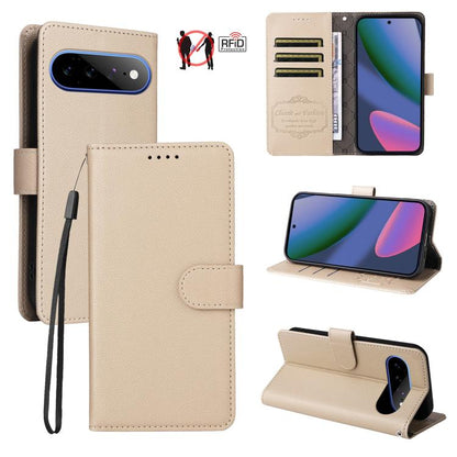 Litchi Texture RFID Blocking 3-Card Wallet Leather Phone Case, For Google Pixel 11a, For Google Pixel 11 Pro XL, For Google Pixel 11 / Pixel 11 Pro, For Google Pixel 10a, For Google Pixel 9 Pro XL / 10 Pro XL, For Google Pixel 9 / 9 Pro / 10 / 10 Pro  ...