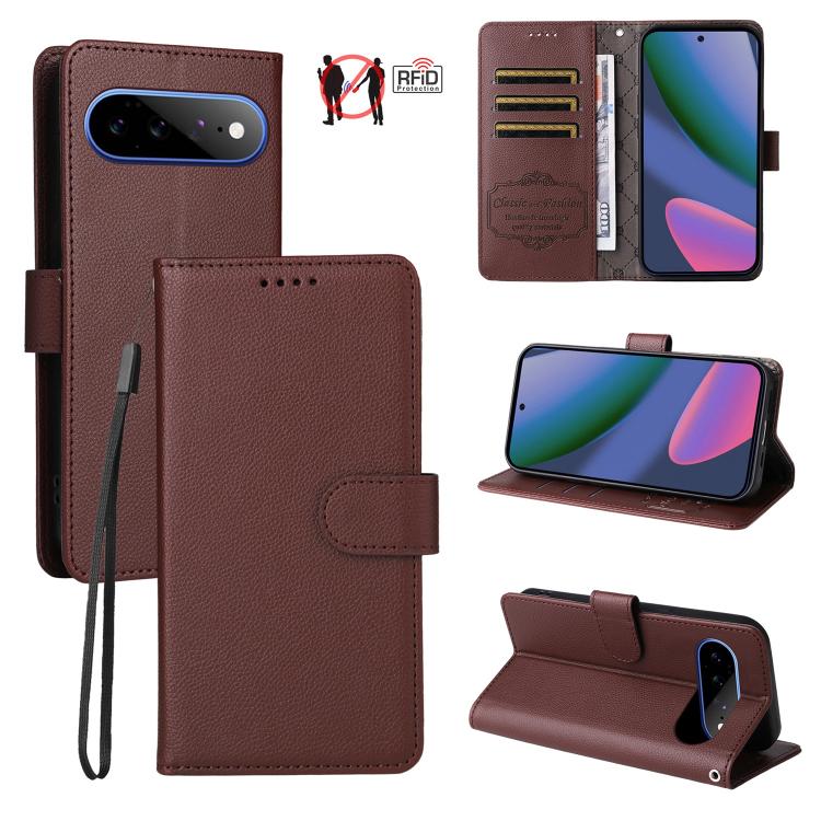 Litchi Texture RFID Blocking 3-Card Wallet Leather Phone Case, For Google Pixel 11a, For Google Pixel 11 Pro XL, For Google Pixel 11 / Pixel 11 Pro, For Google Pixel 10a, For Google Pixel 9 Pro XL / 10 Pro XL, For Google Pixel 9 / 9 Pro / 10 / 10 Pro  ...