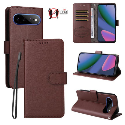 Litchi Texture RFID Blocking 3-Card Wallet Leather Phone Case, For Google Pixel 11a, For Google Pixel 11 Pro XL, For Google Pixel 11 / Pixel 11 Pro, For Google Pixel 10a, For Google Pixel 9 Pro XL / 10 Pro XL, For Google Pixel 9 / 9 Pro / 10 / 10 Pro  ...