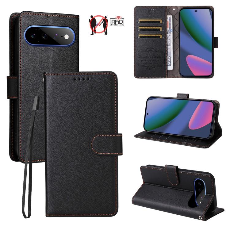 Litchi Texture RFID Blocking 3-Card Wallet Leather Phone Case, For Google Pixel 11a, For Google Pixel 11 Pro XL, For Google Pixel 11 / Pixel 11 Pro, For Google Pixel 10a, For Google Pixel 9 Pro XL / 10 Pro XL, For Google Pixel 9 / 9 Pro / 10 / 10 Pro  ...