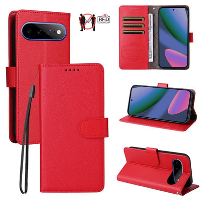 Litchi Texture RFID Blocking 3-Card Wallet Leather Phone Case, For Google Pixel 11a, For Google Pixel 11 Pro XL, For Google Pixel 11 / Pixel 11 Pro, For Google Pixel 10a, For Google Pixel 9 Pro XL / 10 Pro XL, For Google Pixel 9 / 9 Pro / 10 / 10 Pro  ...