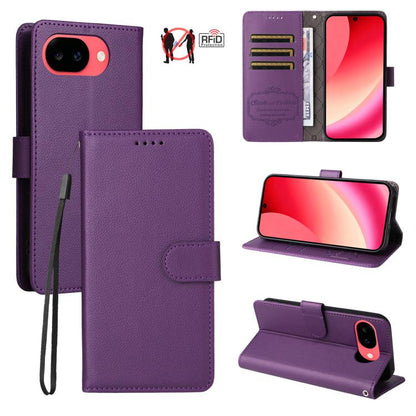 Litchi Texture RFID Blocking 3-Card Wallet Leather Phone Case, For Google Pixel 11a, For Google Pixel 11 Pro XL, For Google Pixel 11 / Pixel 11 Pro, For Google Pixel 10a, For Google Pixel 9 Pro XL / 10 Pro XL, For Google Pixel 9 / 9 Pro / 10 / 10 Pro  ...