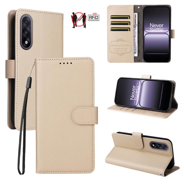 Litchi Texture RFID Blocking 3-Card Wallet Leather Phone Case, For OnePlus Turbo 6V / Turbo 6, For OnePlus Ace 6 / 15R, For OnePlus 15, For OnePlus Nord 5 5G / Ace 5 Ultra, For OnePlus Nord CE5 5G / Ace 5 Racing