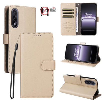 Litchi Texture RFID Blocking 3-Card Wallet Leather Phone Case, For OnePlus Turbo 6V / Turbo 6, For OnePlus Ace 6 / 15R, For OnePlus 15, For OnePlus Nord 5 5G / Ace 5 Ultra, For OnePlus Nord CE5 5G / Ace 5 Racing