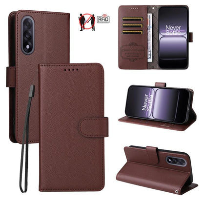 Litchi Texture RFID Blocking 3-Card Wallet Leather Phone Case, For OnePlus Turbo 6V / Turbo 6, For OnePlus Ace 6 / 15R, For OnePlus 15, For OnePlus Nord 5 5G / Ace 5 Ultra, For OnePlus Nord CE5 5G / Ace 5 Racing