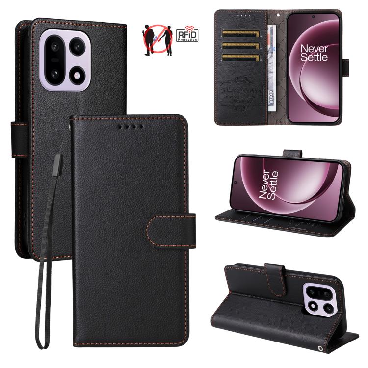 Litchi Texture RFID Blocking 3-Card Wallet Leather Phone Case, For OnePlus Turbo 6V / Turbo 6, For OnePlus Ace 6 / 15R, For OnePlus 15, For OnePlus Nord 5 5G / Ace 5 Ultra, For OnePlus Nord CE5 5G / Ace 5 Racing