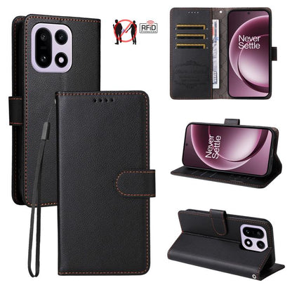 Litchi Texture RFID Blocking 3-Card Wallet Leather Phone Case, For OnePlus Turbo 6V / Turbo 6, For OnePlus Ace 6 / 15R, For OnePlus 15, For OnePlus Nord 5 5G / Ace 5 Ultra, For OnePlus Nord CE5 5G / Ace 5 Racing