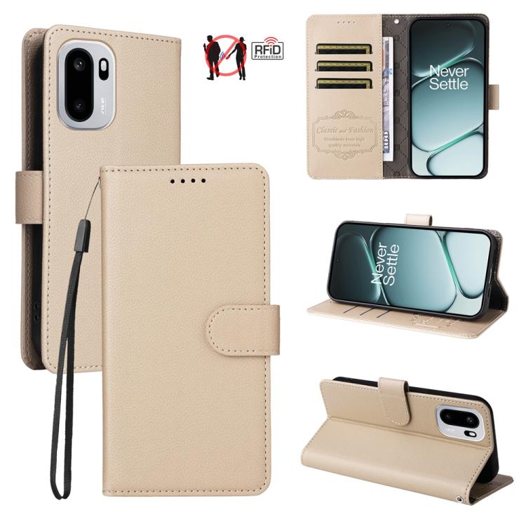Litchi Texture RFID Blocking 3-Card Wallet Leather Phone Case, For OnePlus Turbo 6V / Turbo 6, For OnePlus Ace 6 / 15R, For OnePlus 15, For OnePlus Nord 5 5G / Ace 5 Ultra, For OnePlus Nord CE5 5G / Ace 5 Racing