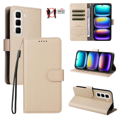 Litchi Texture RFID Blocking 3-Card Wallet Leather Phone Case, For Infinix Smart 20 4G, For Infinix Hot 60 4G / Hot 60i 4G, For Infinix Hot 60 Pro+ 4G, For Infinix Hot 60 Pro 4G, For Infinix Smart 10 Plus 4G, For Infinix Smart 10 4G / Tecno Pop 10     ...