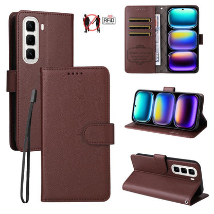 Litchi Texture RFID Blocking 3-Card Wallet Leather Phone Case, For Infinix Smart 20 4G, For Infinix Hot 60 4G / Hot 60i 4G, For Infinix Hot 60 Pro+ 4G, For Infinix Hot 60 Pro 4G, For Infinix Smart 10 Plus 4G, For Infinix Smart 10 4G / Tecno Pop 10     ...
