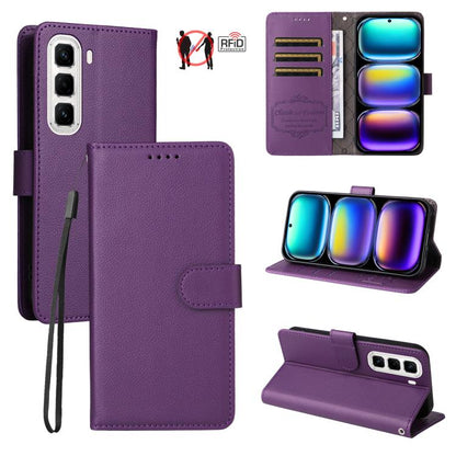 Litchi Texture RFID Blocking 3-Card Wallet Leather Phone Case, For Infinix Smart 20 4G, For Infinix Hot 60 4G / Hot 60i 4G, For Infinix Hot 60 Pro+ 4G, For Infinix Hot 60 Pro 4G, For Infinix Smart 10 Plus 4G, For Infinix Smart 10 4G / Tecno Pop 10     ...