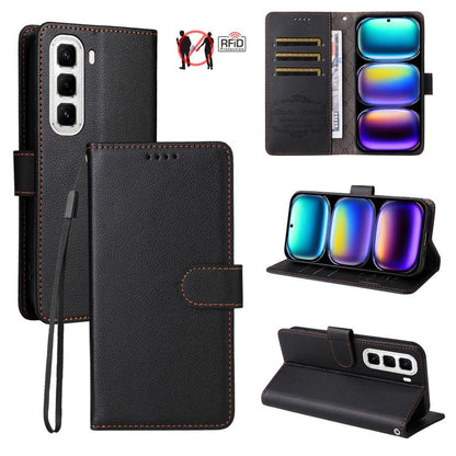 Litchi Texture RFID Blocking 3-Card Wallet Leather Phone Case, For Infinix Smart 20 4G, For Infinix Hot 60 4G / Hot 60i 4G, For Infinix Hot 60 Pro+ 4G, For Infinix Hot 60 Pro 4G, For Infinix Smart 10 Plus 4G, For Infinix Smart 10 4G / Tecno Pop 10     ...