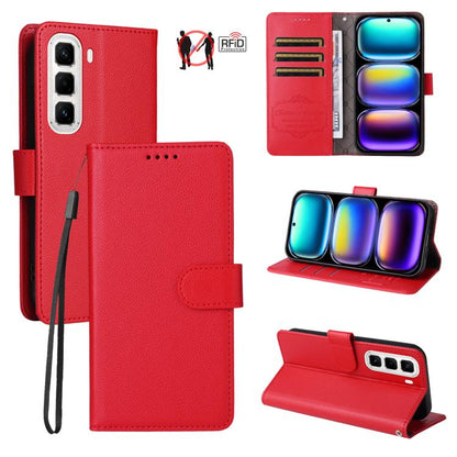 Litchi Texture RFID Blocking 3-Card Wallet Leather Phone Case, For Infinix Smart 20 4G, For Infinix Hot 60 4G / Hot 60i 4G, For Infinix Hot 60 Pro+ 4G, For Infinix Hot 60 Pro 4G, For Infinix Smart 10 Plus 4G, For Infinix Smart 10 4G / Tecno Pop 10     ...