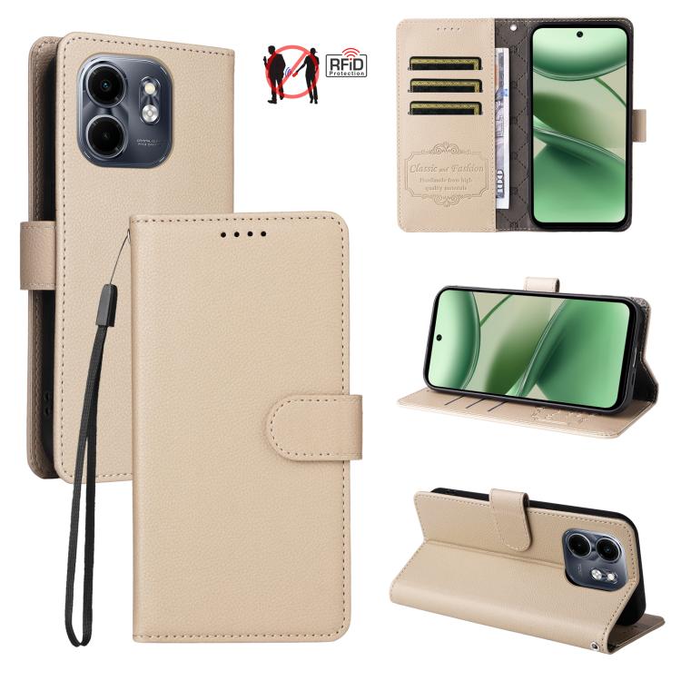 Litchi Texture RFID Blocking 3-Card Wallet Leather Phone Case, For Infinix Smart 20 4G, For Infinix Hot 60 4G / Hot 60i 4G, For Infinix Hot 60 Pro+ 4G, For Infinix Hot 60 Pro 4G, For Infinix Smart 10 Plus 4G, For Infinix Smart 10 4G / Tecno Pop 10     ...