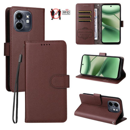 Litchi Texture RFID Blocking 3-Card Wallet Leather Phone Case, For Infinix Smart 20 4G, For Infinix Hot 60 4G / Hot 60i 4G, For Infinix Hot 60 Pro+ 4G, For Infinix Hot 60 Pro 4G, For Infinix Smart 10 Plus 4G, For Infinix Smart 10 4G / Tecno Pop 10     ...