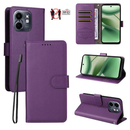 Litchi Texture RFID Blocking 3-Card Wallet Leather Phone Case, For Infinix Smart 20 4G, For Infinix Hot 60 4G / Hot 60i 4G, For Infinix Hot 60 Pro+ 4G, For Infinix Hot 60 Pro 4G, For Infinix Smart 10 Plus 4G, For Infinix Smart 10 4G / Tecno Pop 10     ...