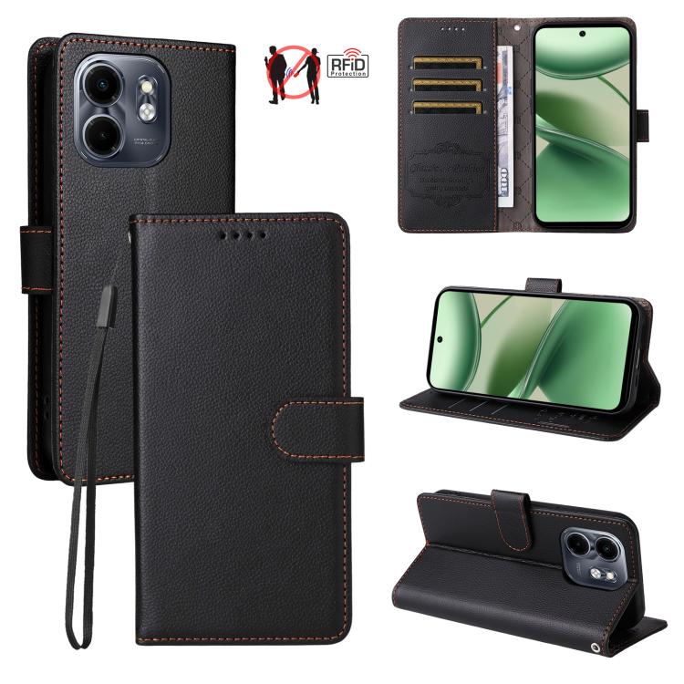 Litchi Texture RFID Blocking 3-Card Wallet Leather Phone Case, For Infinix Smart 20 4G, For Infinix Hot 60 4G / Hot 60i 4G, For Infinix Hot 60 Pro+ 4G, For Infinix Hot 60 Pro 4G, For Infinix Smart 10 Plus 4G, For Infinix Smart 10 4G / Tecno Pop 10     ...