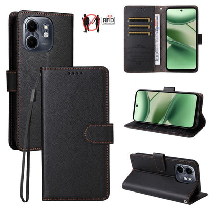 Litchi Texture RFID Blocking 3-Card Wallet Leather Phone Case, For Infinix Smart 20 4G, For Infinix Hot 60 4G / Hot 60i 4G, For Infinix Hot 60 Pro+ 4G, For Infinix Hot 60 Pro 4G, For Infinix Smart 10 Plus 4G, For Infinix Smart 10 4G / Tecno Pop 10     ...