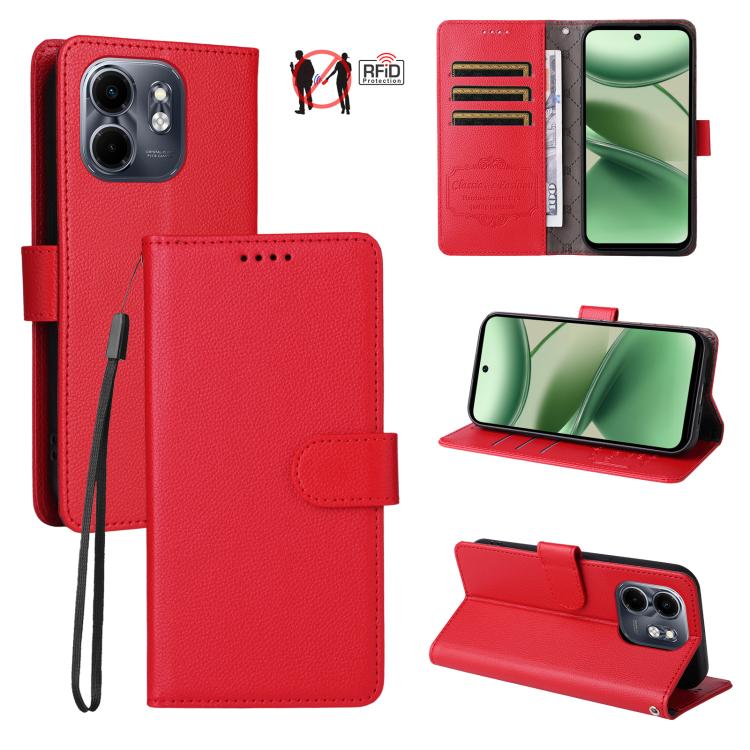 Litchi Texture RFID Blocking 3-Card Wallet Leather Phone Case, For Infinix Smart 20 4G, For Infinix Hot 60 4G / Hot 60i 4G, For Infinix Hot 60 Pro+ 4G, For Infinix Hot 60 Pro 4G, For Infinix Smart 10 Plus 4G, For Infinix Smart 10 4G / Tecno Pop 10     ...