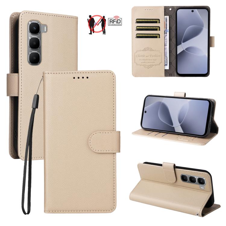Litchi Texture RFID Blocking 3-Card Wallet Leather Phone Case, For Infinix Smart 20 4G, For Infinix Hot 60 4G / Hot 60i 4G, For Infinix Hot 60 Pro+ 4G, For Infinix Hot 60 Pro 4G, For Infinix Smart 10 Plus 4G, For Infinix Smart 10 4G / Tecno Pop 10     ...
