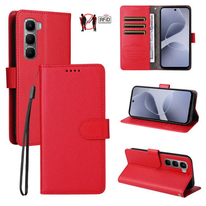 Litchi Texture RFID Blocking 3-Card Wallet Leather Phone Case, For Infinix Smart 20 4G, For Infinix Hot 60 4G / Hot 60i 4G, For Infinix Hot 60 Pro+ 4G, For Infinix Hot 60 Pro 4G, For Infinix Smart 10 Plus 4G, For Infinix Smart 10 4G / Tecno Pop 10     ...