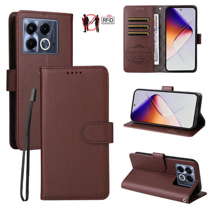 Litchi Texture RFID Blocking 3-Card Wallet Leather Phone Case, For Infinix Smart 20 4G, For Infinix Hot 60 4G / Hot 60i 4G, For Infinix Hot 60 Pro+ 4G, For Infinix Hot 60 Pro 4G, For Infinix Smart 10 Plus 4G, For Infinix Smart 10 4G / Tecno Pop 10     ...