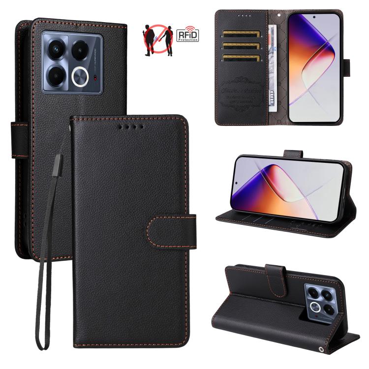 Litchi Texture RFID Blocking 3-Card Wallet Leather Phone Case, For Infinix Smart 20 4G, For Infinix Hot 60 4G / Hot 60i 4G, For Infinix Hot 60 Pro+ 4G, For Infinix Hot 60 Pro 4G, For Infinix Smart 10 Plus 4G, For Infinix Smart 10 4G / Tecno Pop 10     ...