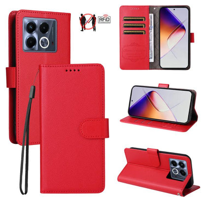 Litchi Texture RFID Blocking 3-Card Wallet Leather Phone Case, For Infinix Smart 20 4G, For Infinix Hot 60 4G / Hot 60i 4G, For Infinix Hot 60 Pro+ 4G, For Infinix Hot 60 Pro 4G, For Infinix Smart 10 Plus 4G, For Infinix Smart 10 4G / Tecno Pop 10     ...
