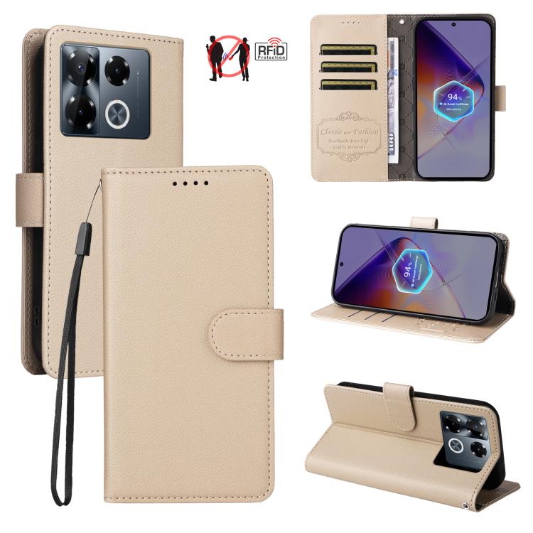 Litchi Texture RFID Blocking 3-Card Wallet Leather Phone Case, For Infinix Smart 20 4G, For Infinix Hot 60 4G / Hot 60i 4G, For Infinix Hot 60 Pro+ 4G, For Infinix Hot 60 Pro 4G, For Infinix Smart 10 Plus 4G, For Infinix Smart 10 4G / Tecno Pop 10     ...
