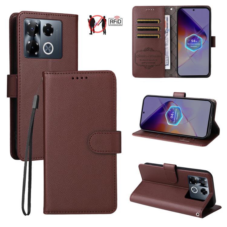 Litchi Texture RFID Blocking 3-Card Wallet Leather Phone Case, For Infinix Smart 20 4G, For Infinix Hot 60 4G / Hot 60i 4G, For Infinix Hot 60 Pro+ 4G, For Infinix Hot 60 Pro 4G, For Infinix Smart 10 Plus 4G, For Infinix Smart 10 4G / Tecno Pop 10     ...