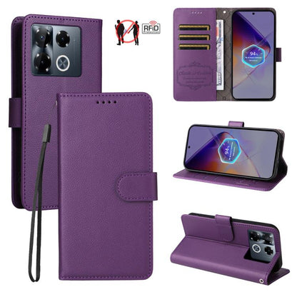 Litchi Texture RFID Blocking 3-Card Wallet Leather Phone Case, For Infinix Smart 20 4G, For Infinix Hot 60 4G / Hot 60i 4G, For Infinix Hot 60 Pro+ 4G, For Infinix Hot 60 Pro 4G, For Infinix Smart 10 Plus 4G, For Infinix Smart 10 4G / Tecno Pop 10     ...