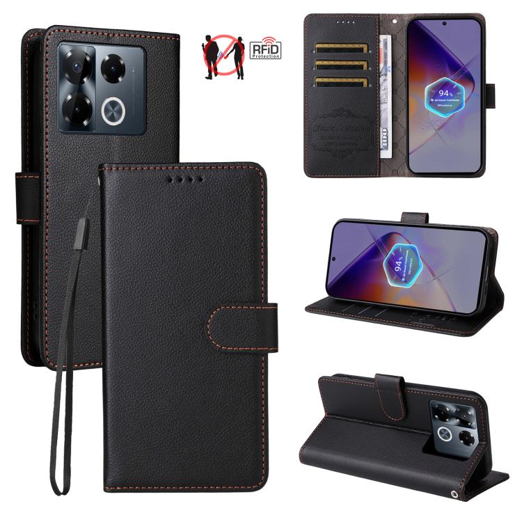 Litchi Texture RFID Blocking 3-Card Wallet Leather Phone Case, For Infinix Smart 20 4G, For Infinix Hot 60 4G / Hot 60i 4G, For Infinix Hot 60 Pro+ 4G, For Infinix Hot 60 Pro 4G, For Infinix Smart 10 Plus 4G, For Infinix Smart 10 4G / Tecno Pop 10     ...