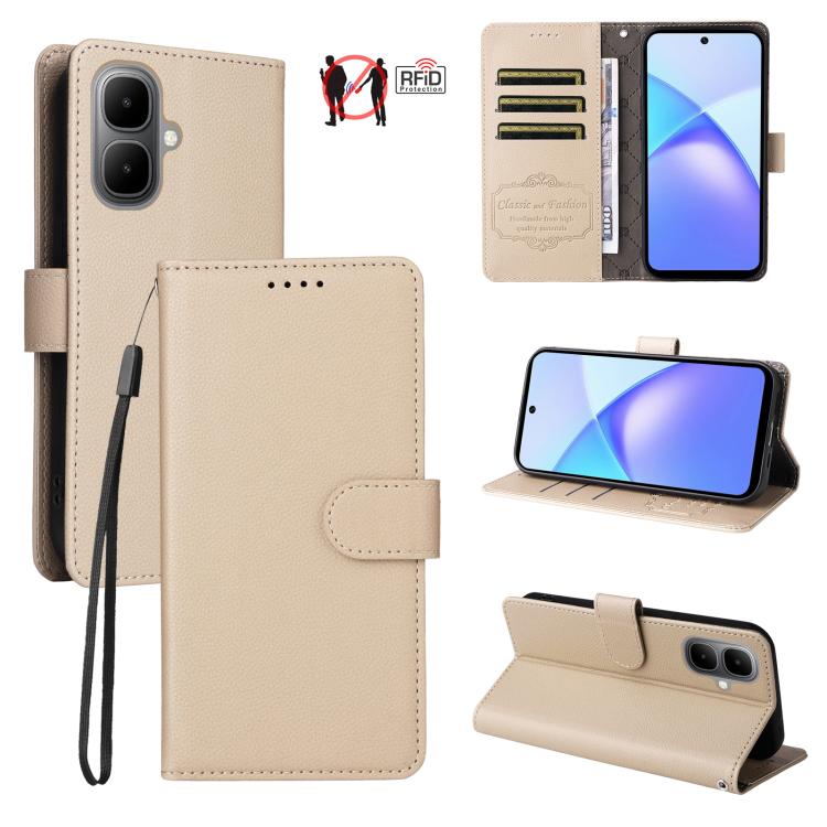 Litchi Texture RFID Blocking 3-Card Wallet Leather Phone Case, For Infinix Smart 20 4G, For Infinix Hot 60 4G / Hot 60i 4G, For Infinix Hot 60 Pro+ 4G, For Infinix Hot 60 Pro 4G, For Infinix Smart 10 Plus 4G, For Infinix Smart 10 4G / Tecno Pop 10     ...