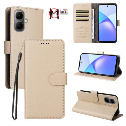 Litchi Texture RFID Blocking 3-Card Wallet Leather Phone Case, For Infinix Smart 20 4G, For Infinix Hot 60 4G / Hot 60i 4G, For Infinix Hot 60 Pro+ 4G, For Infinix Hot 60 Pro 4G, For Infinix Smart 10 Plus 4G, For Infinix Smart 10 4G / Tecno Pop 10     ...