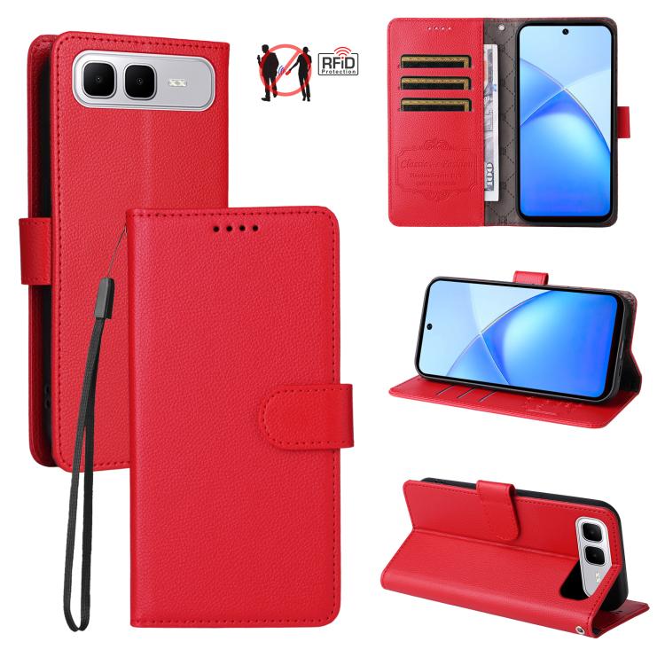 Litchi Texture RFID Blocking 3-Card Wallet Leather Phone Case, For Infinix Smart 20 4G, For Infinix Hot 60 4G / Hot 60i 4G, For Infinix Hot 60 Pro+ 4G, For Infinix Hot 60 Pro 4G, For Infinix Smart 10 Plus 4G, For Infinix Smart 10 4G / Tecno Pop 10     ...