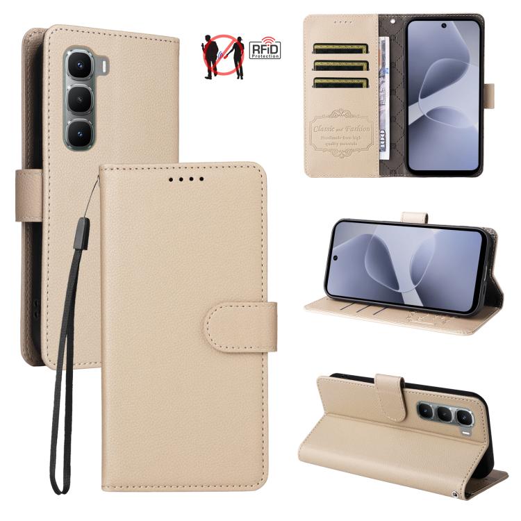 Litchi Texture RFID Blocking 3-Card Wallet Leather Phone Case, For Infinix Smart 20 4G, For Infinix Hot 60 4G / Hot 60i 4G, For Infinix Hot 60 Pro+ 4G, For Infinix Hot 60 Pro 4G, For Infinix Smart 10 Plus 4G, For Infinix Smart 10 4G / Tecno Pop 10     ...
