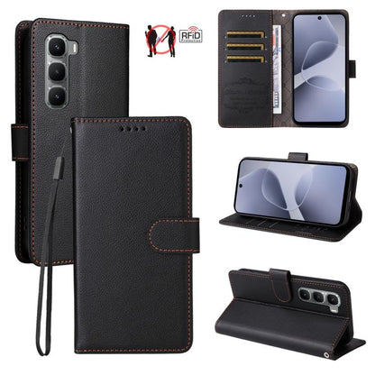Litchi Texture RFID Blocking 3-Card Wallet Leather Phone Case, For Infinix Smart 20 4G, For Infinix Hot 60 4G / Hot 60i 4G, For Infinix Hot 60 Pro+ 4G, For Infinix Hot 60 Pro 4G, For Infinix Smart 10 Plus 4G, For Infinix Smart 10 4G / Tecno Pop 10     ...