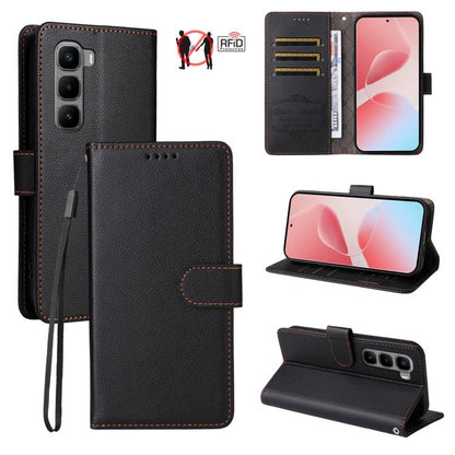 Litchi Texture RFID Blocking 3-Card Wallet Leather Phone Case, For Infinix Smart 20 4G, For Infinix Hot 60 4G / Hot 60i 4G, For Infinix Hot 60 Pro+ 4G, For Infinix Hot 60 Pro 4G, For Infinix Smart 10 Plus 4G, For Infinix Smart 10 4G / Tecno Pop 10     ...